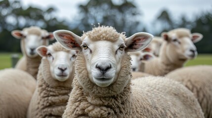 Fototapeta premium Curious Sheep in a Field