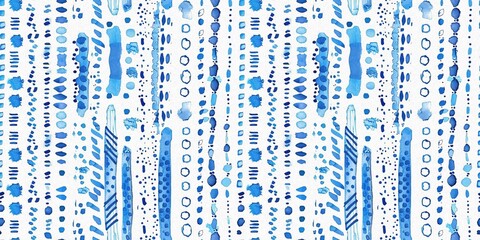 Modern blue white irregular beach stripe border for summer doodle banner design. Coastal mariner background for seaside living style in repeatable edging ribbon trim