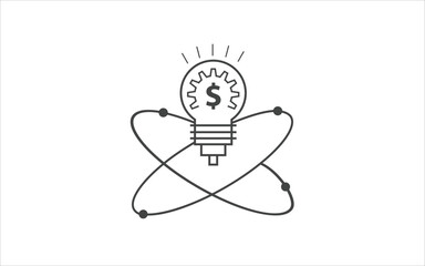 Atom idea concept. atom, education, nuclear, bulb sign and symbol. elements of innovations icons. website or mobile application. high quality. illustration graphic vector design