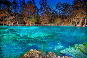 Peacock 2 Springs Illuminated at Night, Wes Skiles Peacock Springs State Park, Florida
