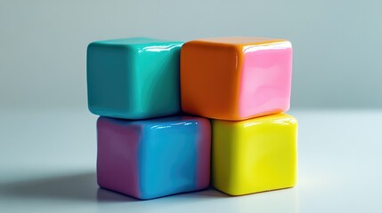 Cake Made of Colorful Building Blocks

