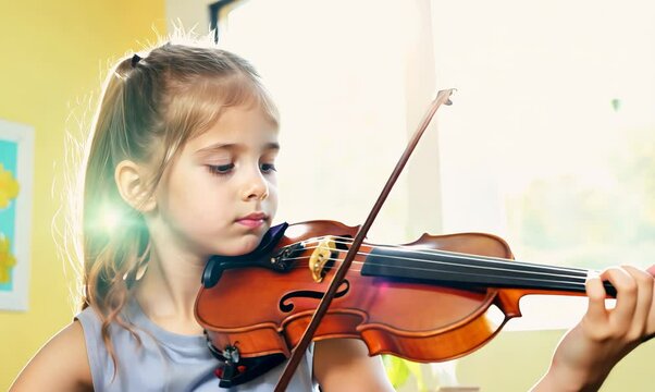 Inspiring Music Class: Young Girl Playing Violin