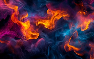 Abstract background with swirling red and blue fire