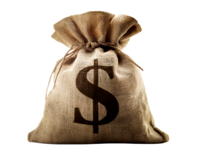 Isolate money bag with -$- on it in PNG