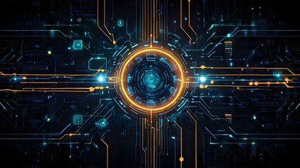 Network Protection and Cyber Security, Technology Background Design, Vector Illustration