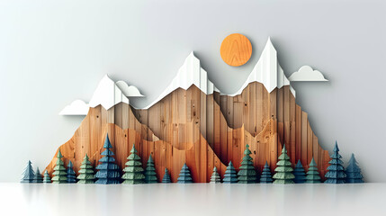 Fototapeta premium Peak and Valley of Timber Prices 3D Flat Icon Concept Forestry Market Trends Symbolizing Price Fluctuations in Dreamy Background