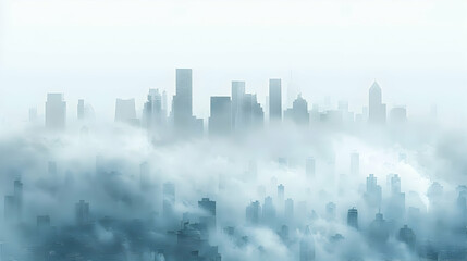 Fototapeta premium A 3D Flat Icon Illustrating Urban Smog and Clear Skies Concept in a Serene Background for Designing Pollution and Purity Themes
