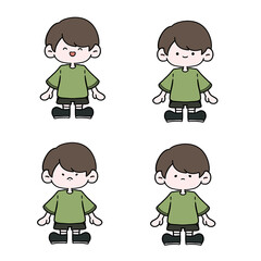 男の子の喜怒哀楽のイラストセット