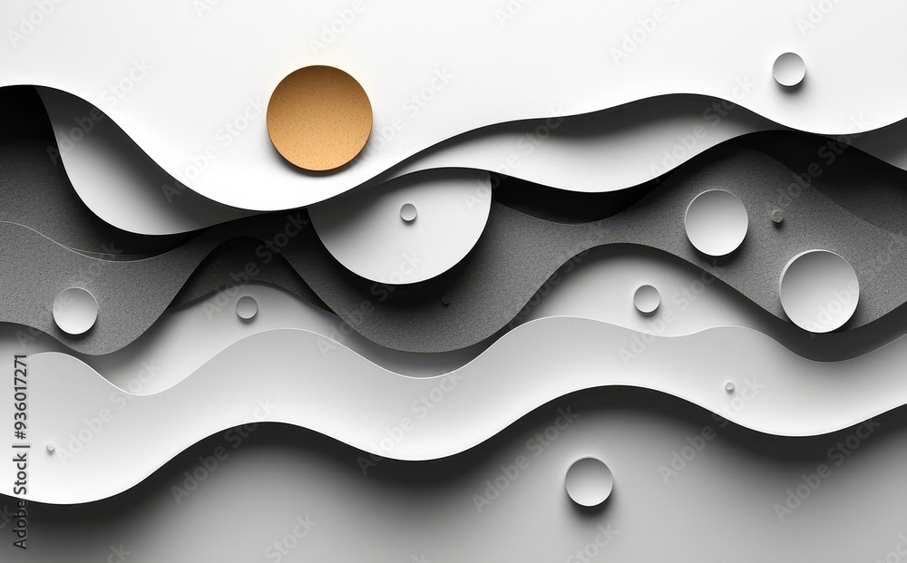 Aufkleber eps10 dynamic white gray circle shape shadow and light dimension background.