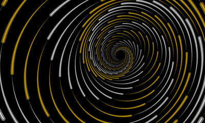 vortex copy-space of abstract background with spiral. white yellow isolated on black
