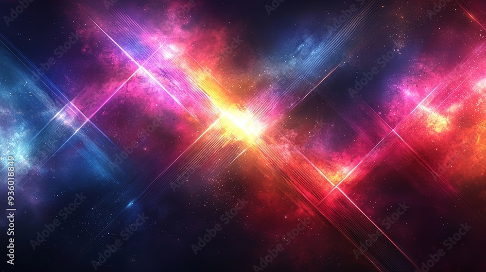 Fototapete light trails in a futuristic technology pattern with modern abstract high-speed movement for banner 