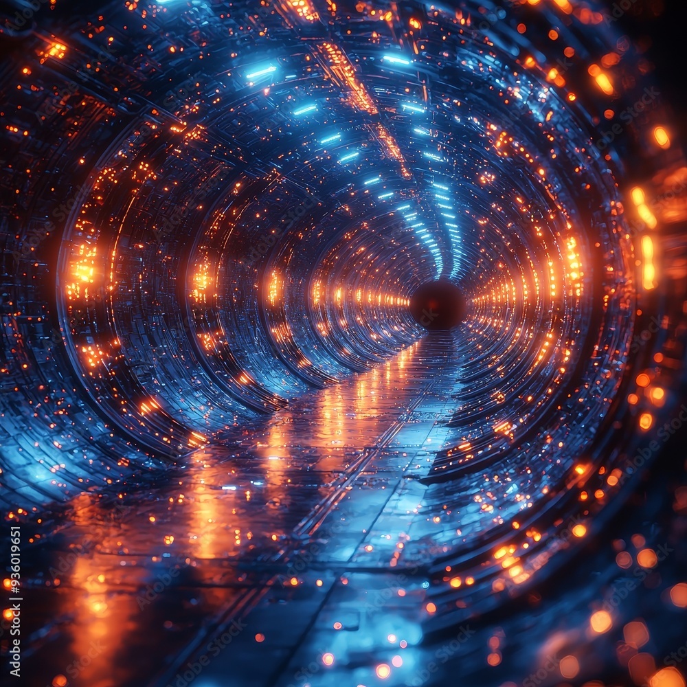 Poster an illustration portraying multidimensional space travel in a copy space setting.