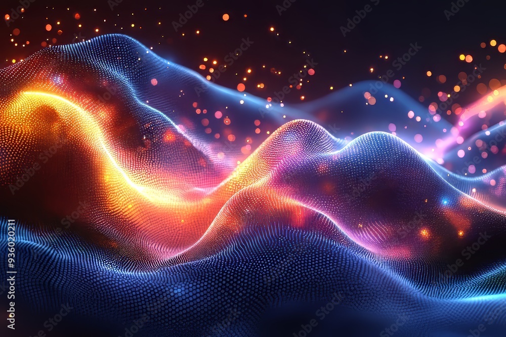 Aufkleber modern 3d illustration with a flow wave dynamic sound motion curve line. a beautiful wave-shaped pat