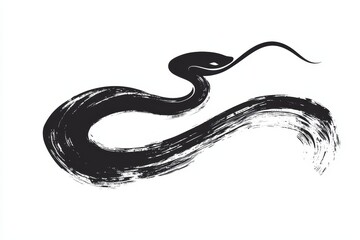 Fototapeta premium Painting of a snake with Chinese brushstrokes