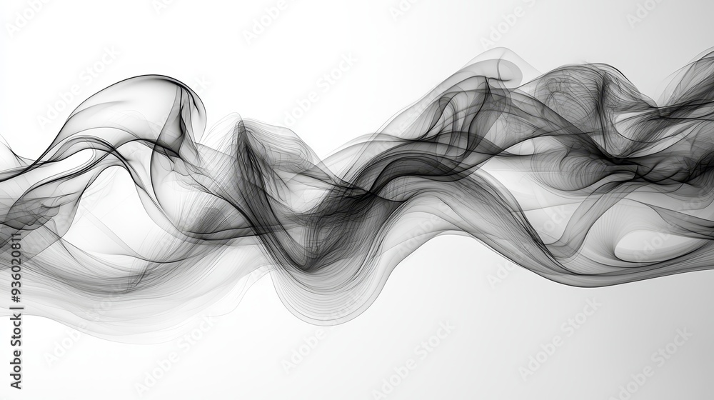 Poster black and white abstract waves create a fluid, dynamic design