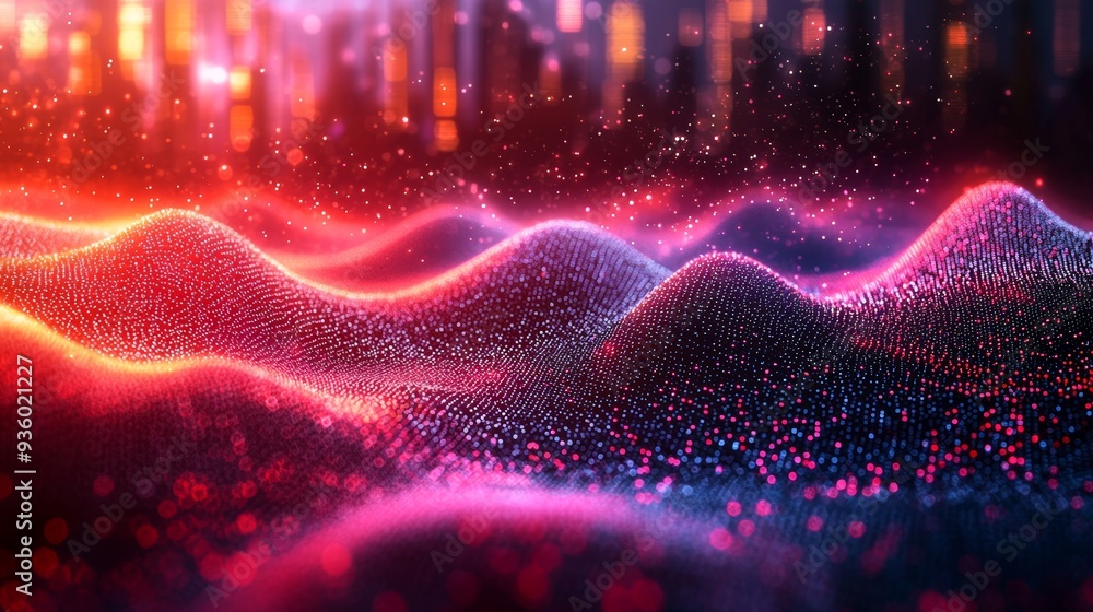 Poster In this abstract rendering of delay effects, audio signals echo across a digital landscape, illustrating the rhythmic and spatial dimensions of music production