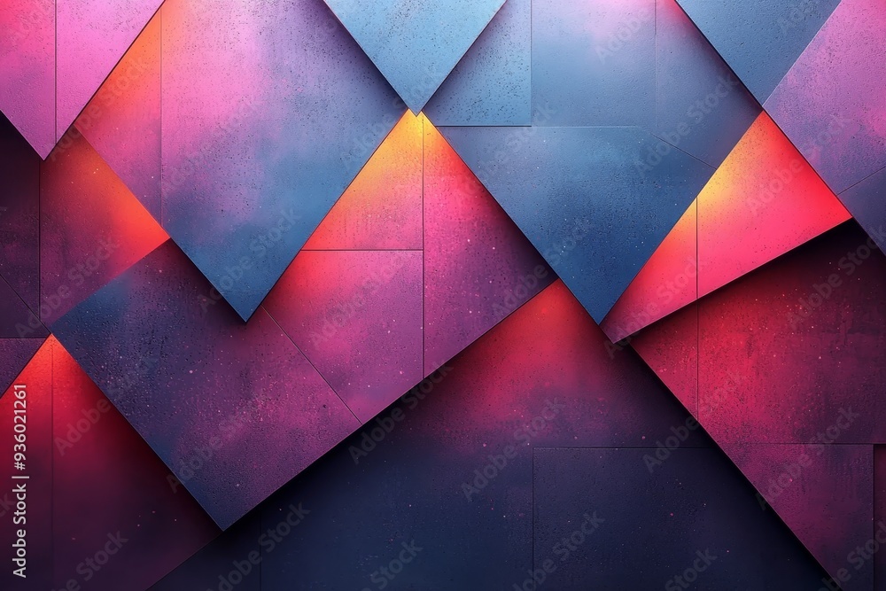 Sticker A colorful abstract background intersects with vibrant geometric shapes in pink, blue, and purple, creating a contemporary, dynamic design