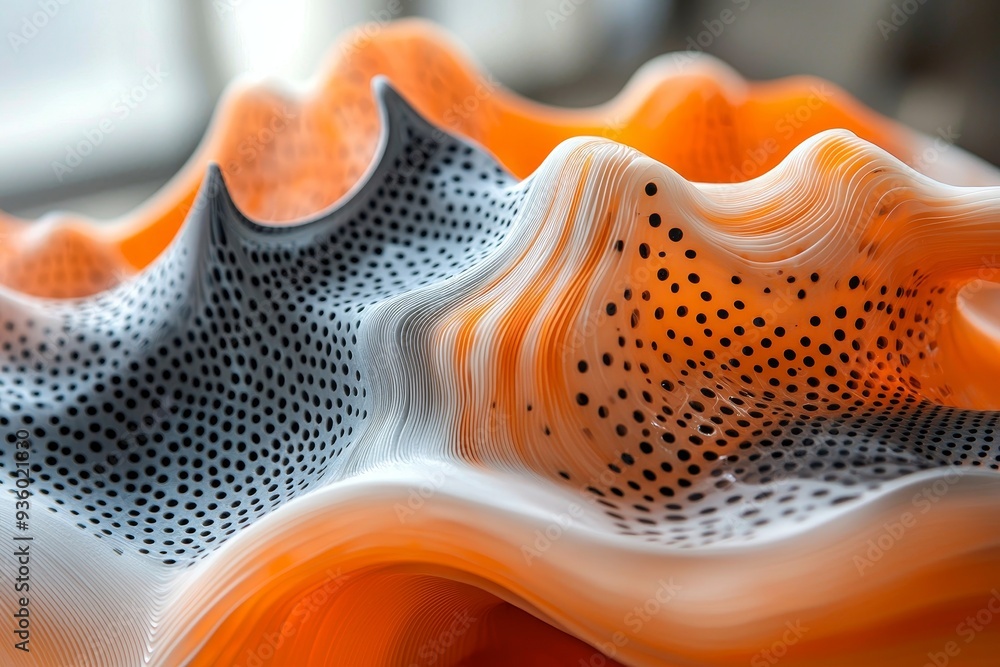 Aufkleber the abstract design features perforated patterns, waves, and intricate textures, combining orange wi