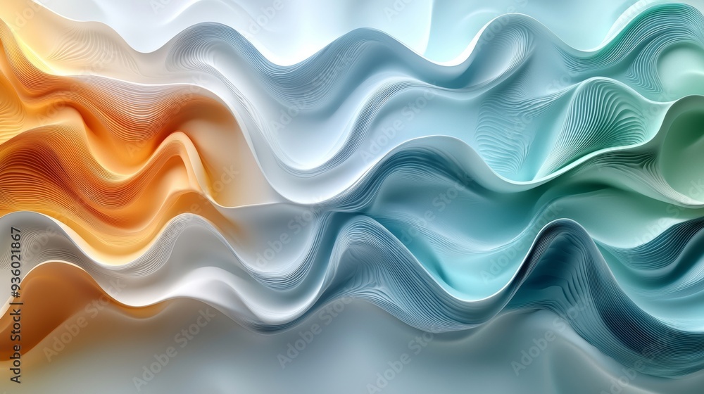 Poster in this abstract painting, layered translucent colors create a rhythmic and dynamic visual flow.
