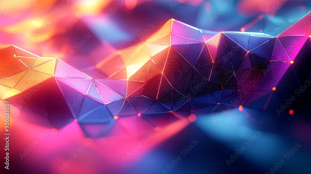 Poster A mesmerizing abstract composition with geometric shapes and gradients, a dynamic pattern