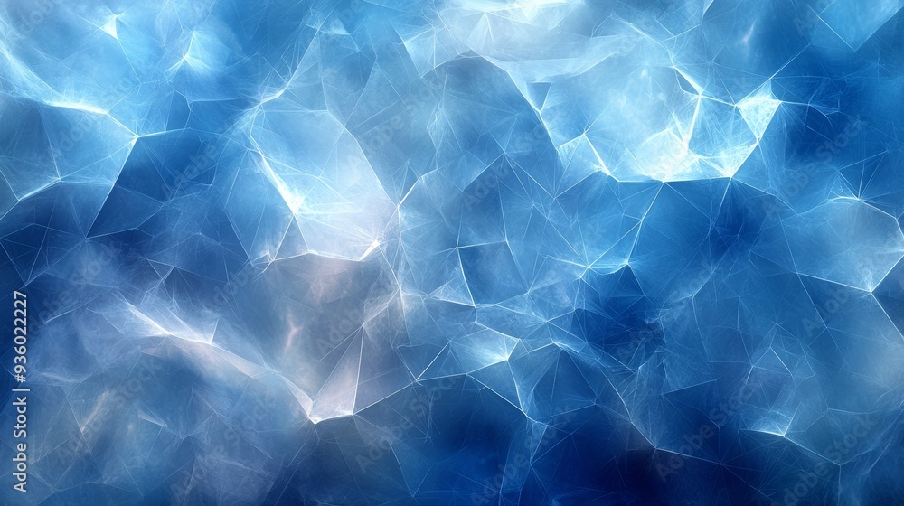 Poster An abstract geometric background with sharp, angular blue shapes creates an aesthetically pleasing and modern feel.