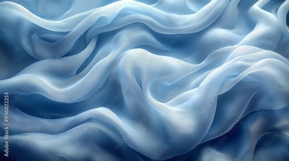 Leinwandbilder dynamic and soft swirls of light feature in this abstract blue and white background.