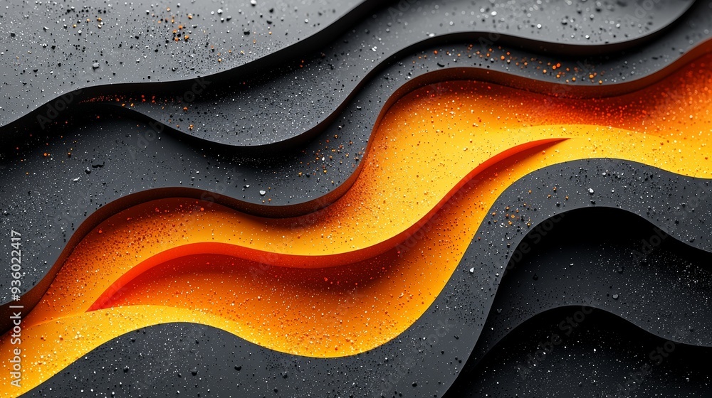 Leinwandbilder red, orange, and black waves create a dynamic 3d effect in this abstract paper design.