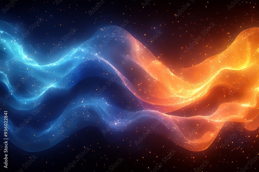 Poster an abstract background with a dynamic wave. big data. an abstract background with a wave of particle