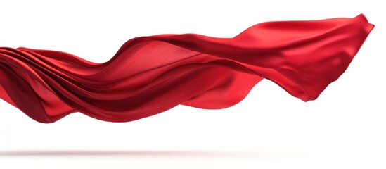 Flowing Red Fabric Against White Background