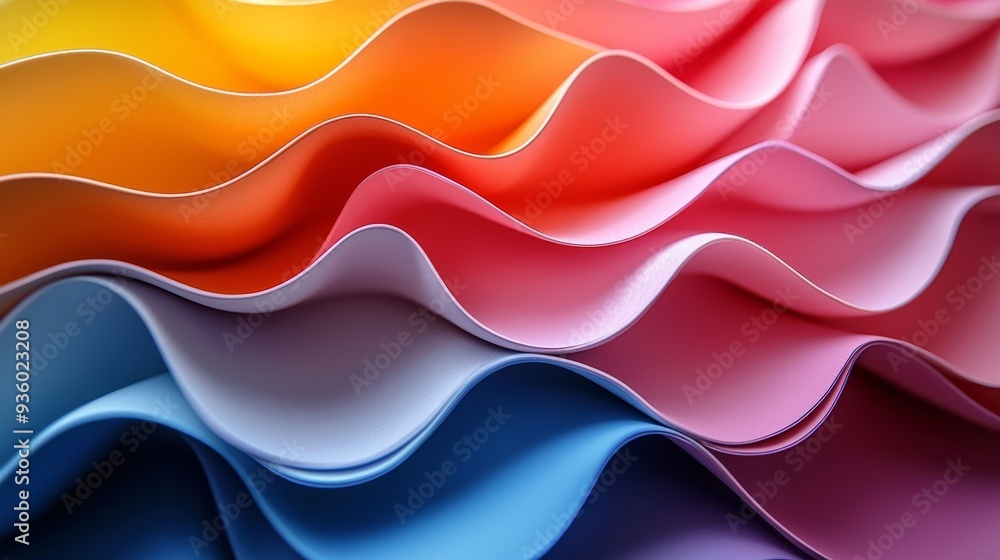 Poster in this abstract color burst piece, vivid circles of vivid pink, blue, and yellow are layered to cre