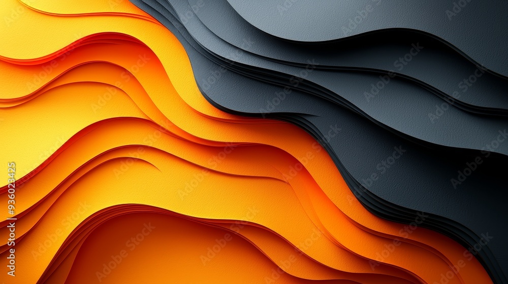 Aufkleber It is an abstract background with orange and yellow waves overlapping, resulting in a strong, vibrant design.