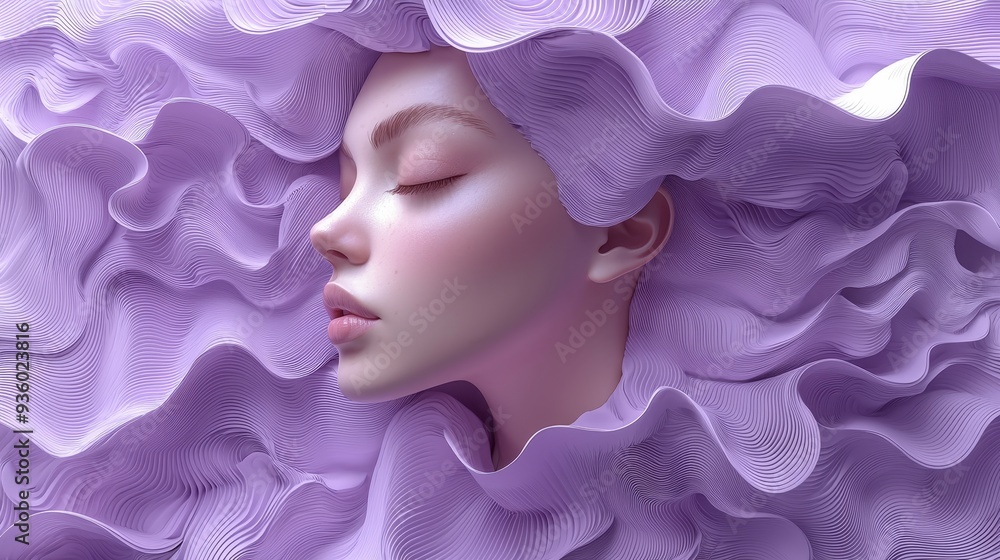 Poster This purple abstract background with glossy purple balls in motion creates an exciting and dynamic visual effect.