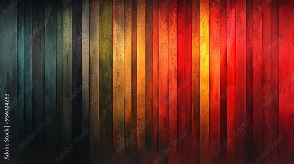 Poster An abstract background with vertical lines in various warm and cool tones.