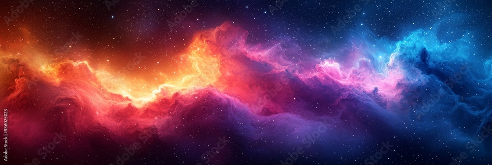 Poster utilizing vibrant colors and dynamic light effects, this abstract representation represents the esse