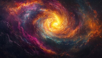 Fototapeta premium A hypnotic spiral vortex abstract colorful wallpaper featuring dynamic dimensions.