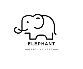 Simple and minimal elephant line art logo icon. Modern vector line icon isolated on white background. 