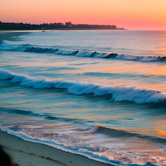 Sunset over the sea. Created with Generative AI technology