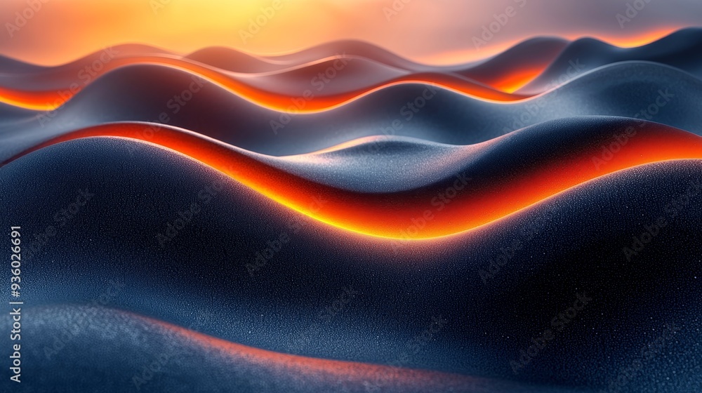 Leinwandbilder A blue and orange abstract pattern with wavy lines and patterns