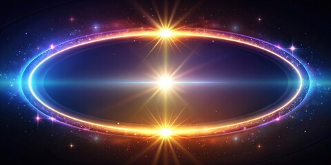 Fototapeta premium Circular lens flare galaxy with ellipse border, rotational lines, and power energy element, Circular, lens flare, galaxy, ellipse