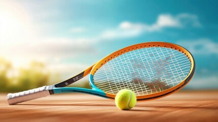 High-performance tennis racket made of composite material in action on the court