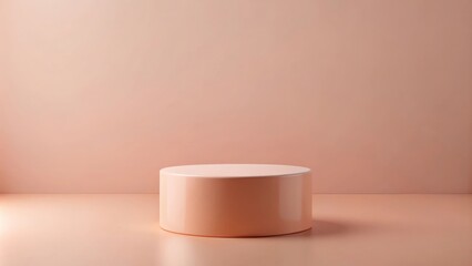 rendered peach pink cylinder podium stand displaying products, podium, display stand, mockup, rendering