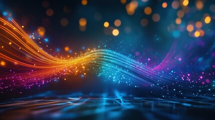 A laser light show synchronized with music in a large stadium, vibrant and dynamic,