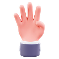 3D Four Finger Hand Gesture Illustration