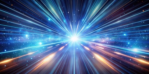 Naklejka premium Futuristic concept of traveling through hyperspace with bright stars and streaks of light, hyperspace, stars