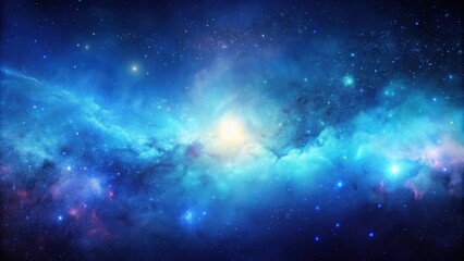 Obraz premium Grainy Galactic Horizon background with intense indigo to bright cyan palette , galaxy, space, stars, gradient