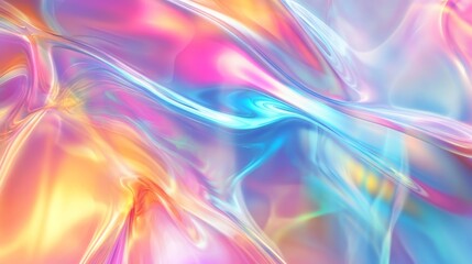 Abstract Holographic iridescent rainbom Y2K fluid background. Lliquid gradient waves surface futuristic texture.Mental health holo modern aesthetic. Trendy  Brutalism