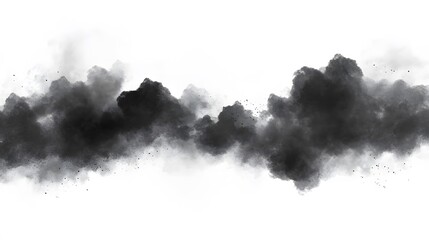 Black Dense Clouds on White Background, Abstract Image, Texture, Pattern, Wallpaper, Cover and Screen of Smartphone, Cell Phone, Computer, Laptop, 9:16 and 16:9 Format