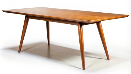 Midcentury modern wood dining table isolated on background, dining room, furniture, retro, vintage