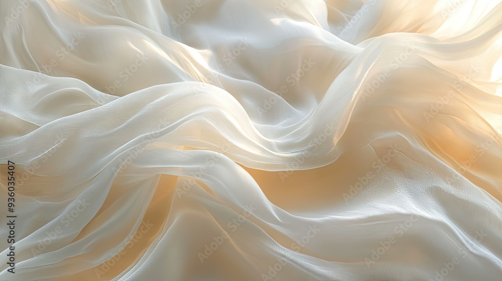 Aufkleber light, flowing cloth in motion, creating an elegant, soft background with gentle waves.