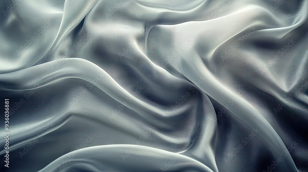Poster luxurious silk fabric in motion, creating elegant waves and a flowing background in soft hues.